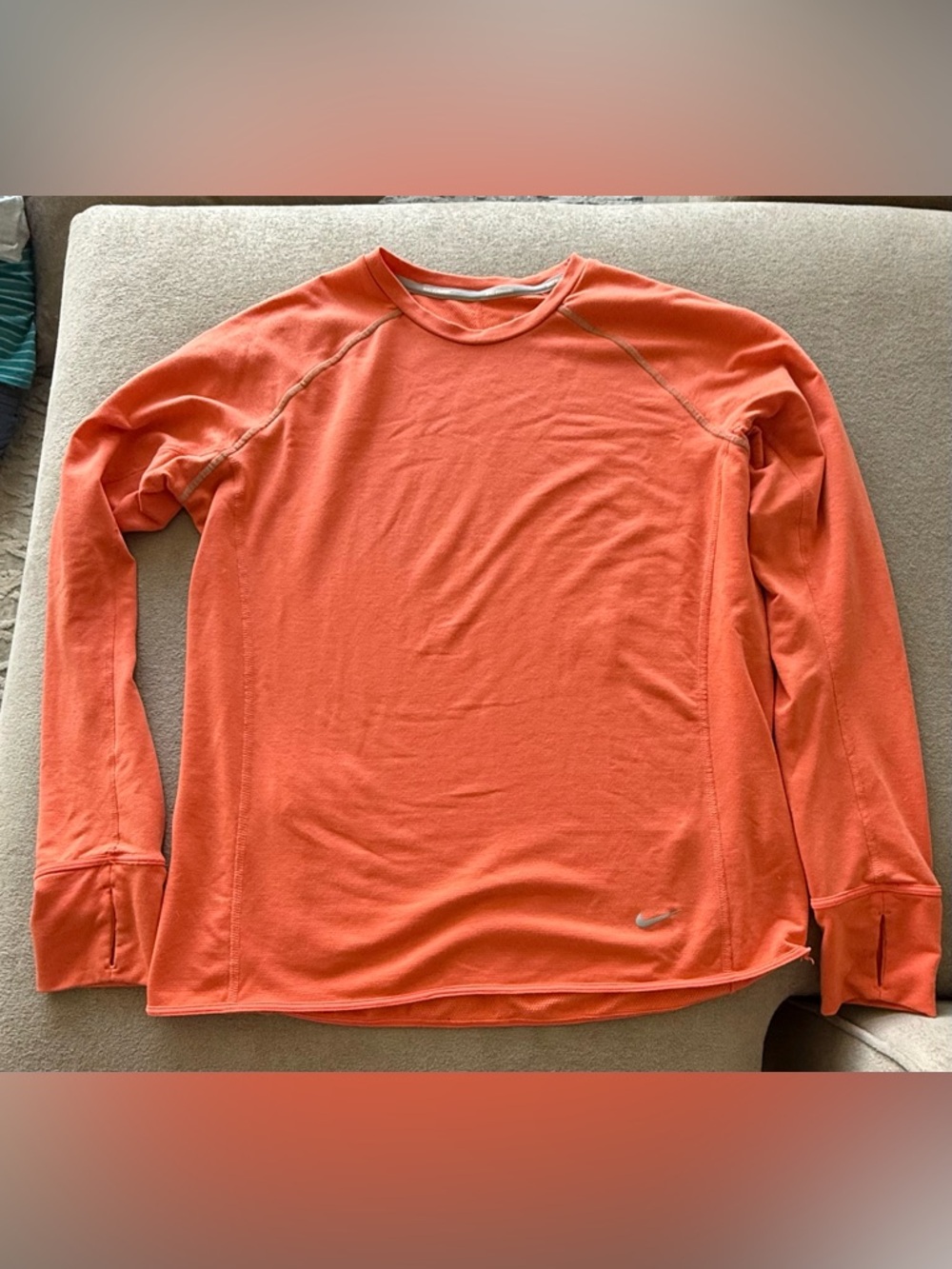 Nike Coral-Orange Long Sleeve Performance Shirt